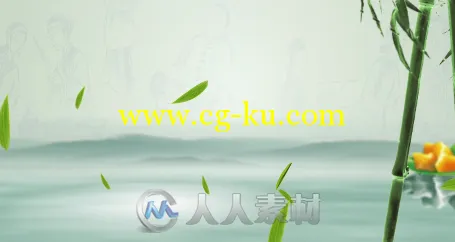 高清大气中国风水墨山水端午节粽子视频动态LED大屏背景视频素材 1080P的图片1