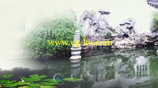 水墨荷塘中国风江南山水风情LED背景视频素材的图片1