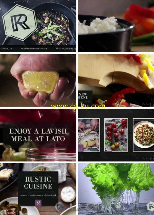 美食节目包装动画AE模板 Gourmet Organic Graphics Pack的图片1