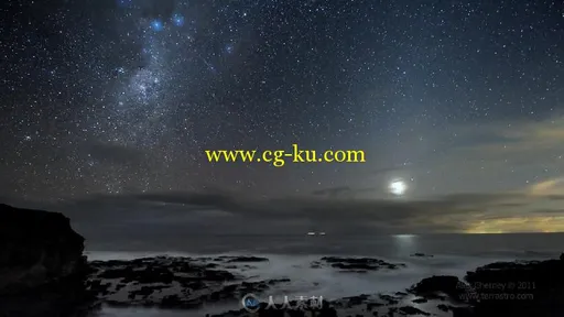 延时摄影海洋夜晚的星空高清实拍视频素材的图片1
