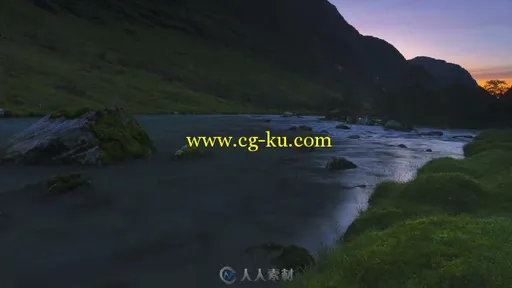 延时摄影挪威山间的溪流高清实拍视频素材的图片1