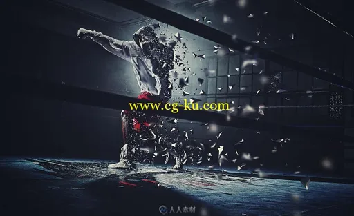 3D人物破碎图像处理ps动作3D Polygon Shatter Photoshop Action的图片3