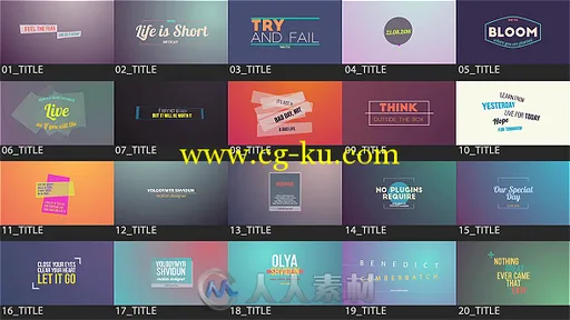 20组运动标题Logo演绎动画AE模板合辑 Videohive Motion Titles Pack 14634352的图片1