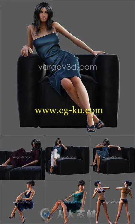 美丽女性人物3D模型合辑 Vargov 3D models People Collection的图片1