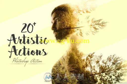 20种人物肖像处理特效合辑PS动作20 Artistic Actions的图片1