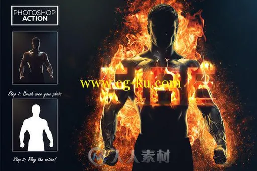 火焰背景特效PS动作Fire-Effect-Photoshop-Action的图片1