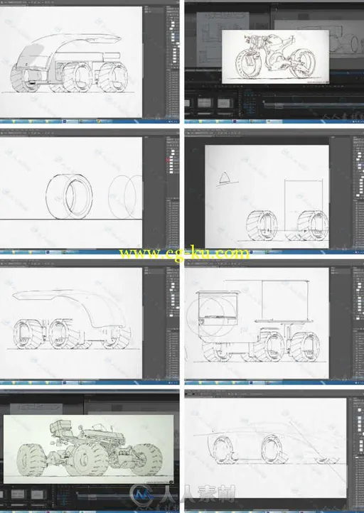概念汽车草图设计视频教程 Gumroad Vehicle Design Thumbnails by Mike Hill的图片1
