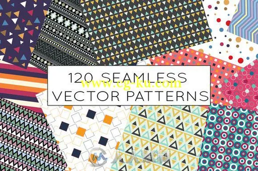 几何彩色图案PS图案Geometric Seamless Pattern Bundle的图片1