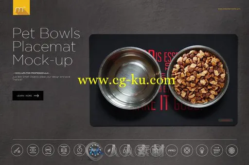 宠物碗盘展示PSD模板Pet-Bowls-Placemat-Mock-up的图片1