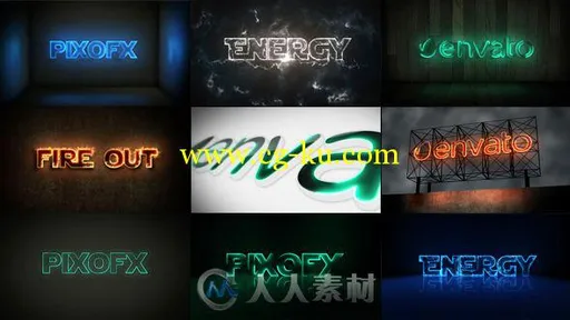 多样能量光霓虹灯Logo演绎动画AE模板 Videohive Multi Light Kit Fire Light Neon ...的图片1
