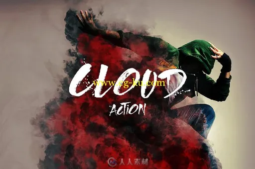 烟云遮挡人物特效PS动作Cloud Photoshop Action的图片1