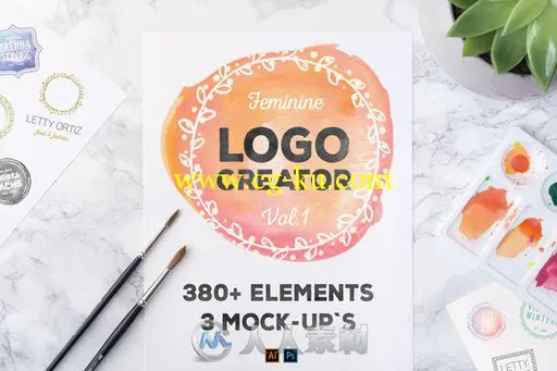 380款创意LOGO标识PSD模板LogoCreator-380-Elements-Mock-Ups的图片1
