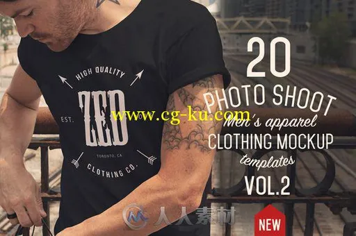 20款男性实景T恤PSD模板CM 20 Mens Apparel Mockups Vol.2的图片1