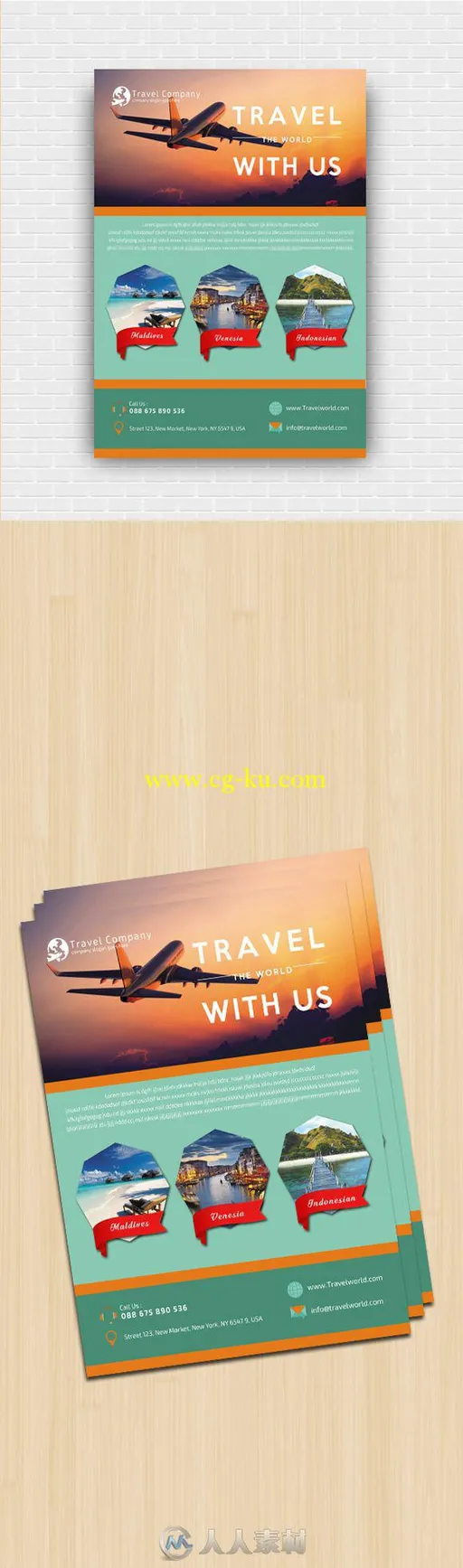 旅游团介绍展示PSD模板Travel-Tour-Flyer-2的图片2