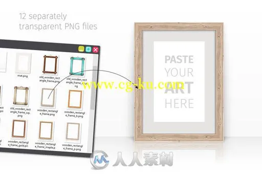木质相框展示PSD模板Wooden Rectangle Frames Set的图片2
