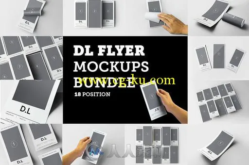 18款传单设计展示PSD模板DL Flyer Mockups Bundle的图片1