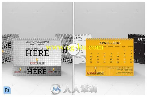 桌面台历场景展示PSD模板Desktop_Calendar_Mockup的图片1