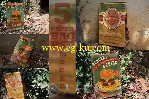 5款复古汉堡海报PSD模板5_Vintage_Paper_Bag_PSD_Mockup的图片1