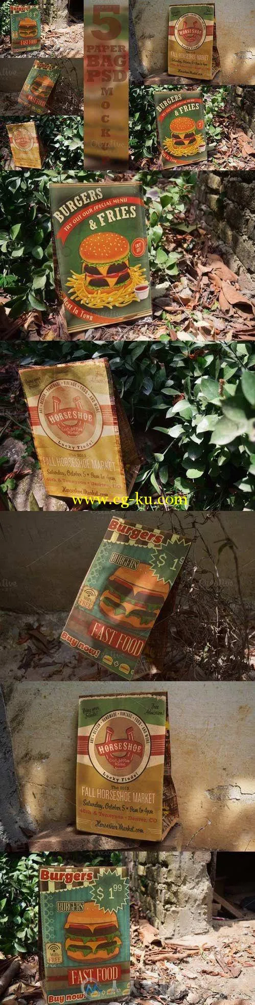 5款复古汉堡海报PSD模板5_Vintage_Paper_Bag_PSD_Mockup的图片2