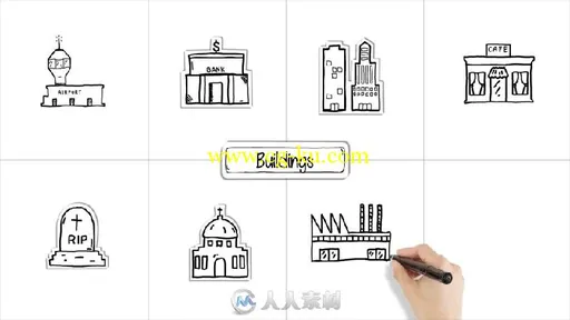 4K 1000个手绘图标LOGO标志图形元素AE模板 whiteboard animated elem...的图片1