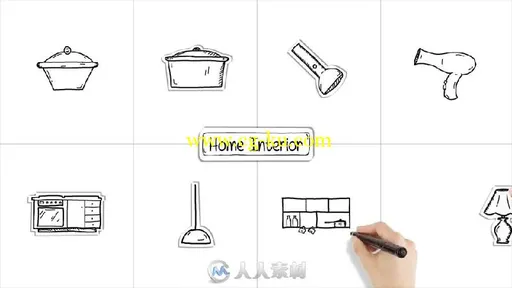 4K 1000个手绘图标LOGO标志图形元素AE模板 whiteboard animated elem...的图片2