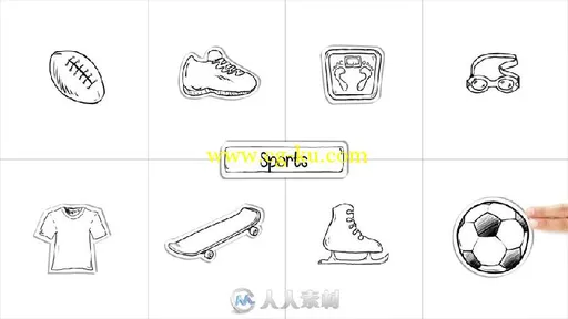 4K 1000个手绘图标LOGO标志图形元素AE模板 whiteboard animated elem...的图片3