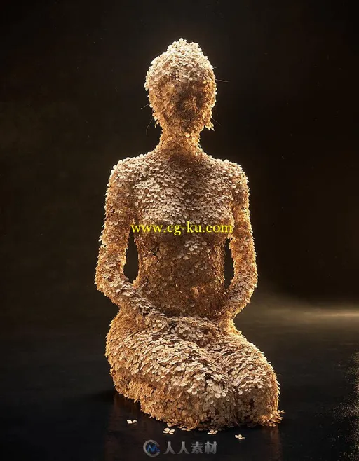 花瓣黏贴成的女人-Digital Woman Sculptures Shaped by Flowers的图片1