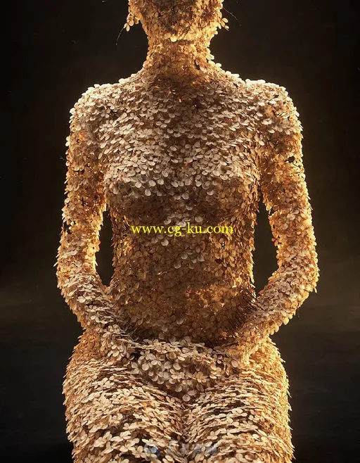 花瓣黏贴成的女人-Digital Woman Sculptures Shaped by Flowers的图片2