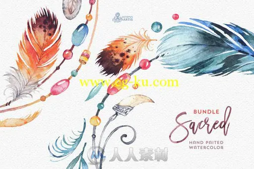 西方神圣水彩装饰物平面素材Sacred Watercolor Tribal Bundle的图片3