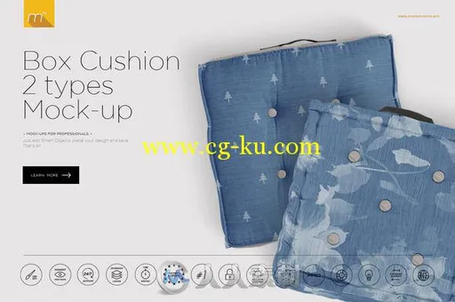 2款箱垫展示PSD模板Box Cushion 2 Types Mock up的图片1