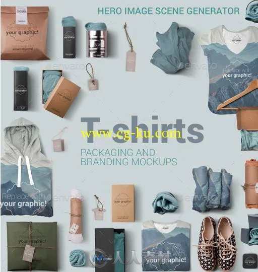 服装物品场景展示PSD模板EM-graphicriver-13903877-tshirt-mockups-hero-images的图片1