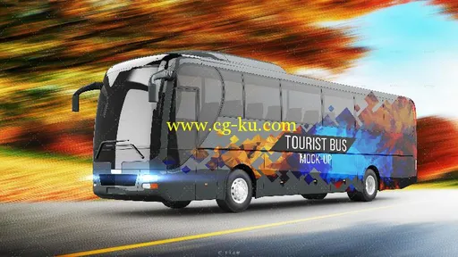 旅游巴士车体广告展示PSD模板tourist-bus-mockup的图片1