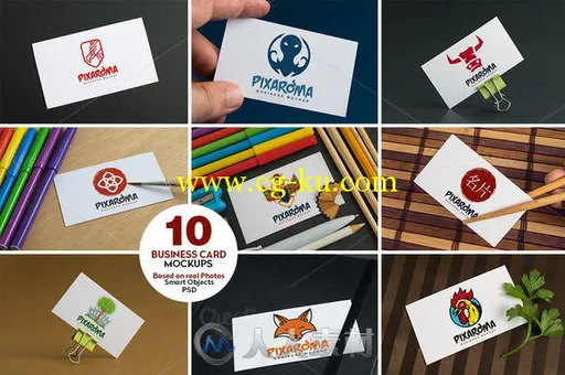 10款商务卡片PSD模板10 Business Card Mock-ups Vol 1的图片1