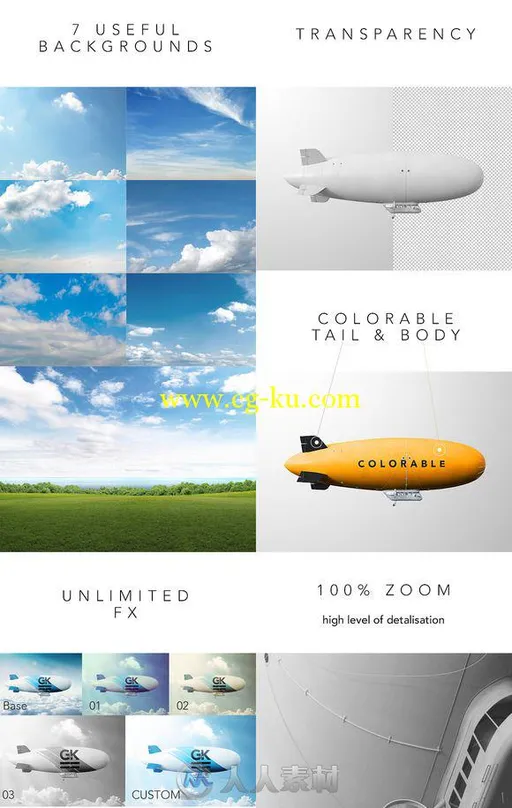 3D超真实齐柏林飞艇PSD模板Realistic 3D Zeppelin Dirigible的图片2
