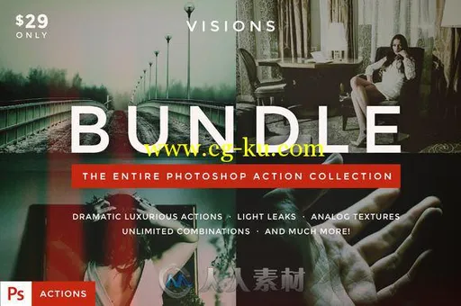 5款景色人物调色PS动作VISIONS - Photoshop Action Bundle的图片1