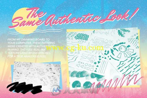 80年代欧美时尚图案展示Ai模板第二版1980s Retro Fashion Patterns Vol 2的图片2