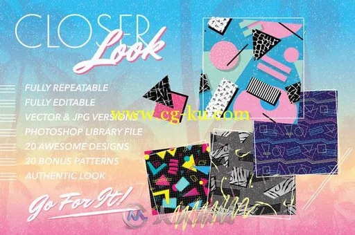 80年代欧美时尚图案展示Ai模板第二版1980s Retro Fashion Patterns Vol 2的图片3