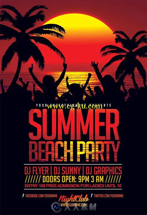 3款夏日海滩派对海报展示PSD模板3in1 SUMMER BEACH Flyer Template 249176的图片2