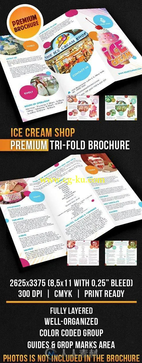 冰淇淋商三折叠店宣传册PSD模板Ice_Cream_Shop_Tri-Fold_Brochure_D001的图片2