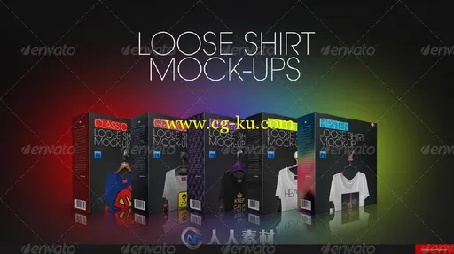 5款T恤场景模拟PSD模板loose-shirt-5-scenes-mockup的图片1