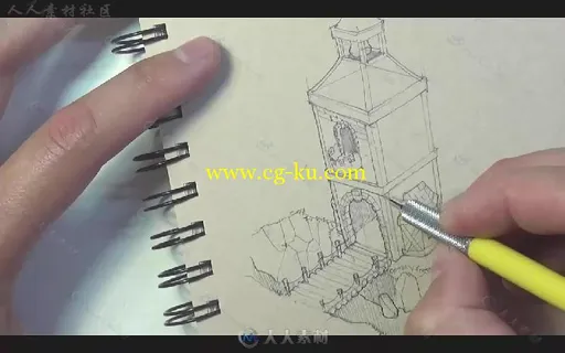 游戏建筑场景铅笔手绘实例训练视频教程 FOUNDATION PATREON DRAWING DYNAMIC SKETC...的图片1