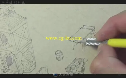 游戏建筑场景铅笔手绘实例训练视频教程 FOUNDATION PATREON DRAWING DYNAMIC SKETC...的图片2