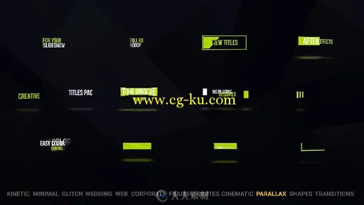140个流行时尚实用的文字字幕标题动画AE模板 140 Titles Pack (10 popular types)的图片2