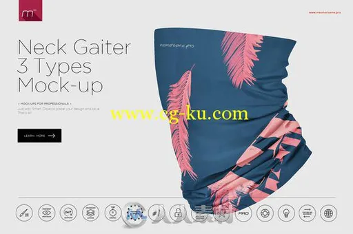 3款颈部围巾展示PSD模板Neck Gaiter 3 Types Mock-up的图片1
