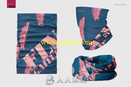 3款颈部围巾展示PSD模板Neck Gaiter 3 Types Mock-up的图片2