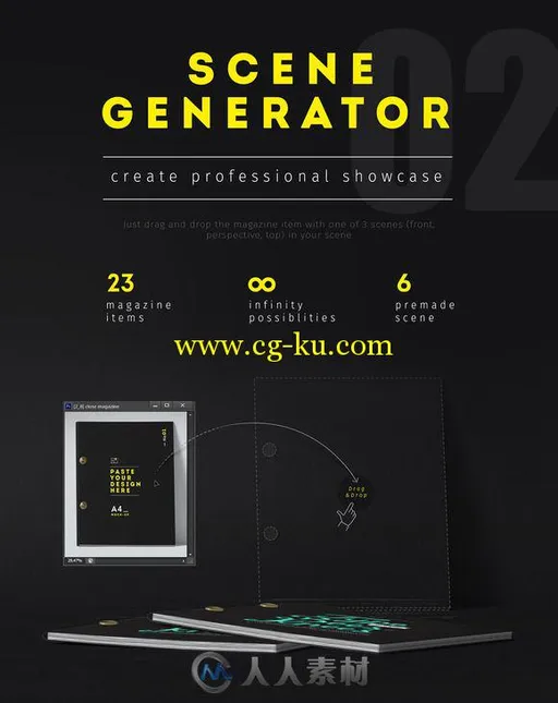 23款A4尺寸杂志制作展示PSD模板[22] A4 UNIQUE MAGAZINE craft&black的图片2