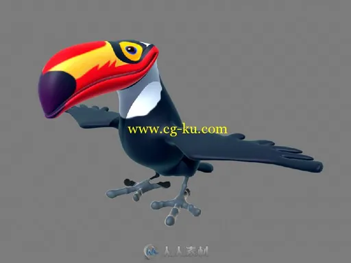 卡通红嘴鸭3D模型的图片1