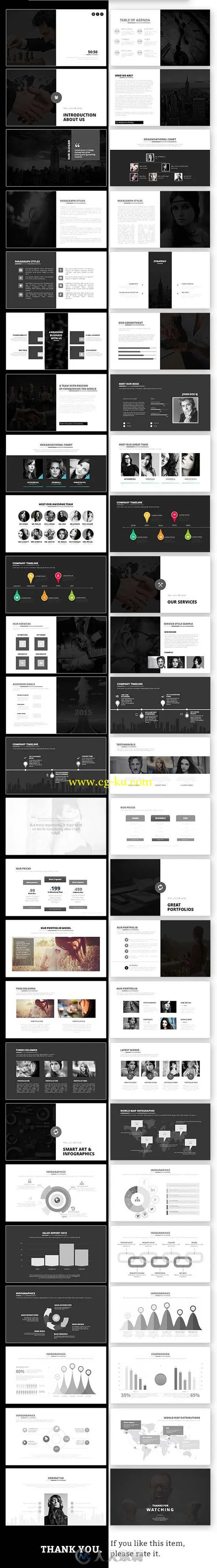 50：50黑白对半PPT模板5050 PowerPoint Template 12948281的图片1