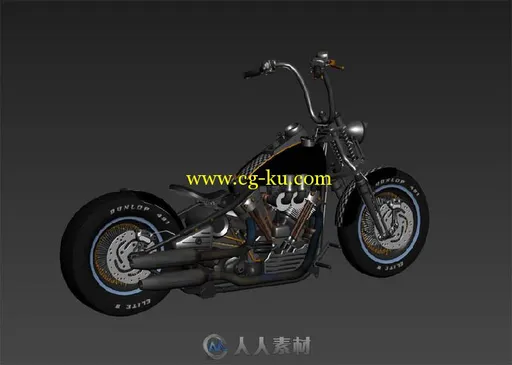 混合式重型哈雷摩托车3D模型的图片1