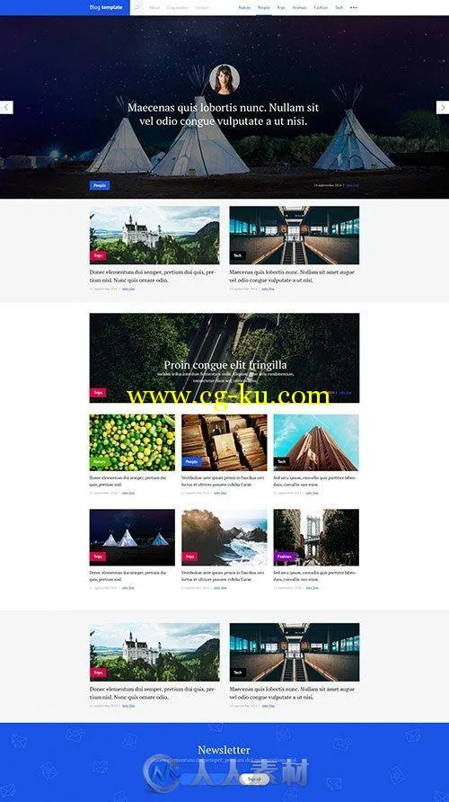2016版博客网页设计PSD模板PSD Web Template - Blog 2016的图片1